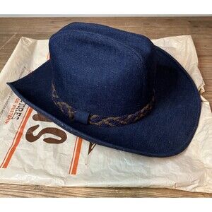 Vintage Resistol Blue Denim Small Cowboy Hat Size 6 3/4 Womens EUC Braided Band